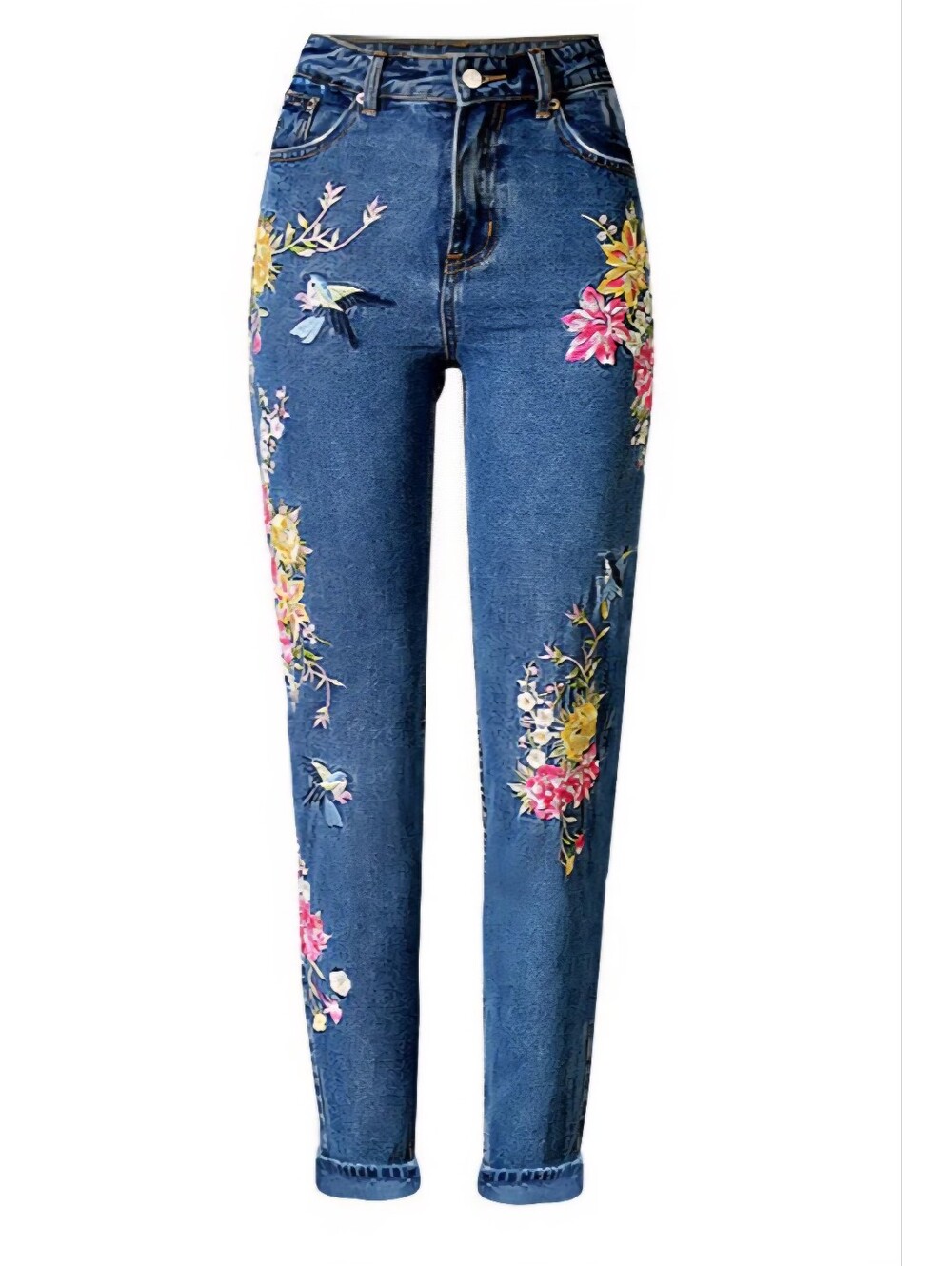 Charlie Charlie Charlotte Embroidered Floral Hummingbird Jeans XS Boho